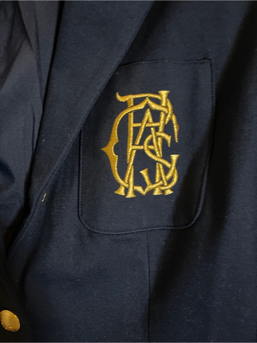 Chaps Blazer Womens 16W Navy Gold Embroidered Classic Crest Minimalist Workwear - Picture 3 of 10